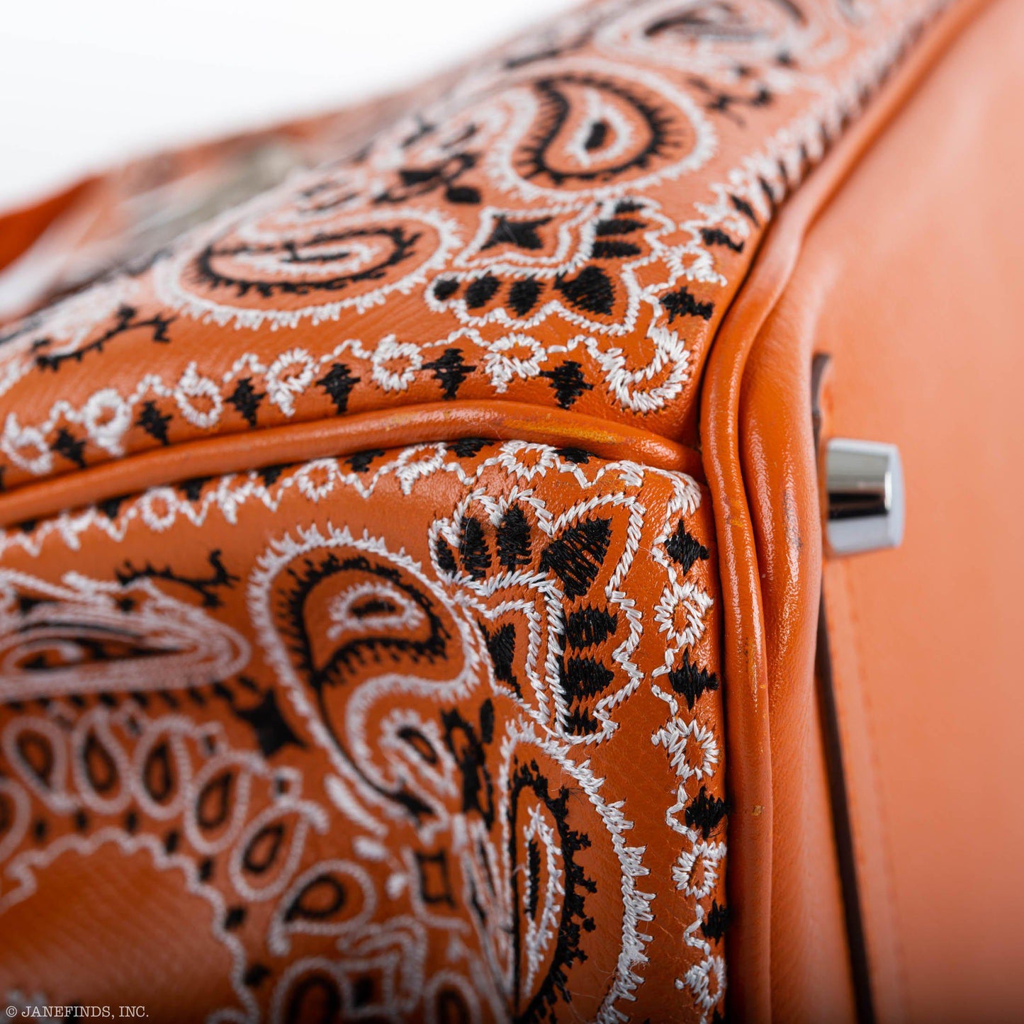 Jay Ahr Vintage 2013 Hermes Birkin 30 Orange Epsom Bandana Embroidery