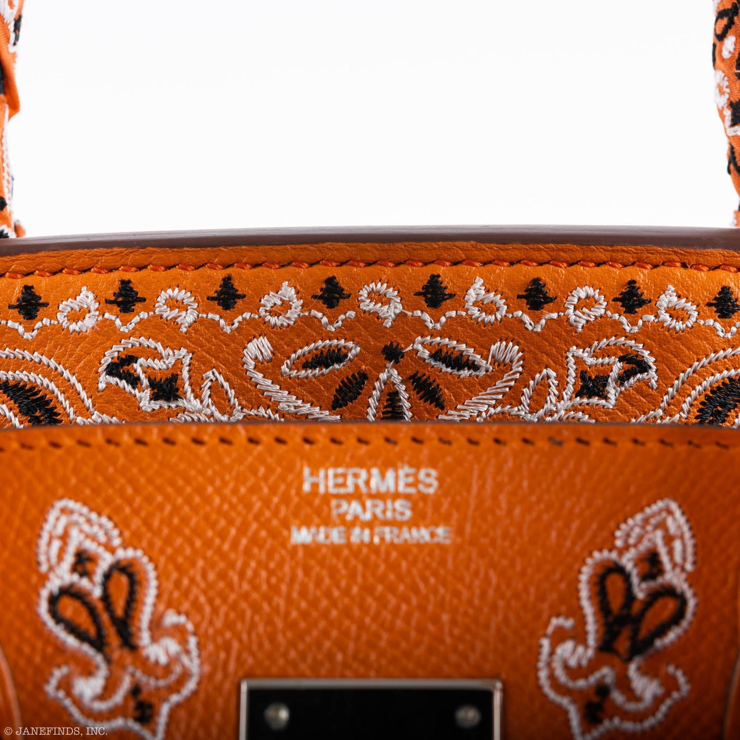 Jay Ahr Vintage 2013 Hermes Birkin 30 Orange Epsom Bandana Embroidery