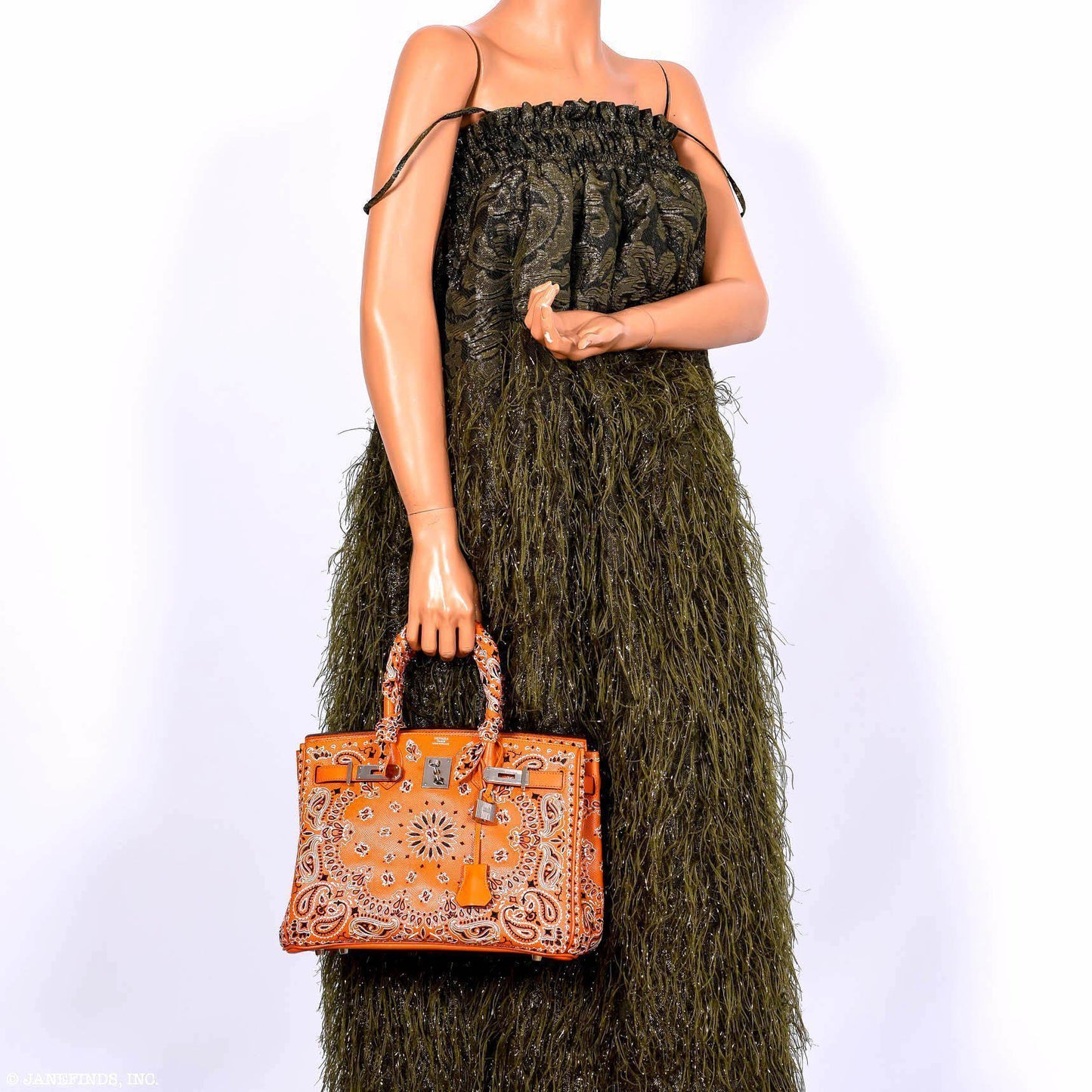 Jay Ahr Vintage 2013 Hermes Birkin 30 Orange Epsom Bandana Embroidery