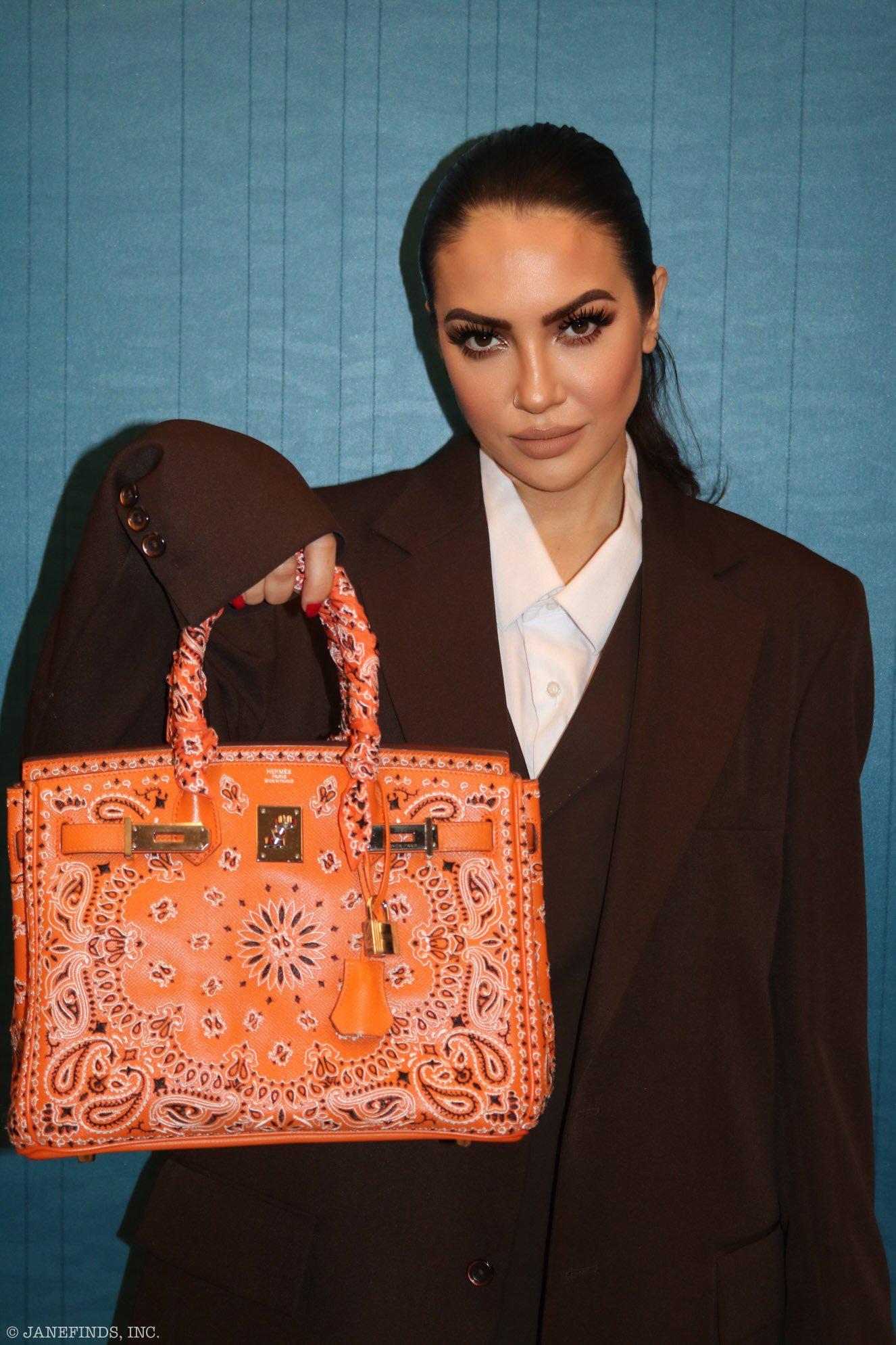 Jay Ahr Vintage 2013 Hermes Birkin 30 Orange Epsom Bandana Embroidery
