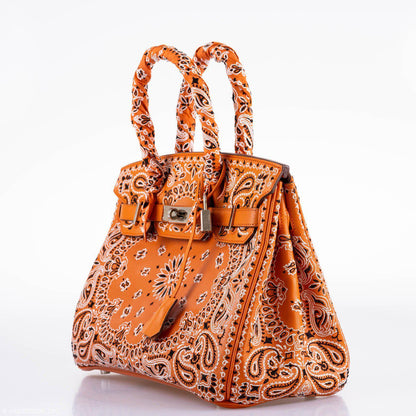 Jay Ahr Vintage 2013 Hermes Birkin 30 Orange Epsom Bandana Embroidery