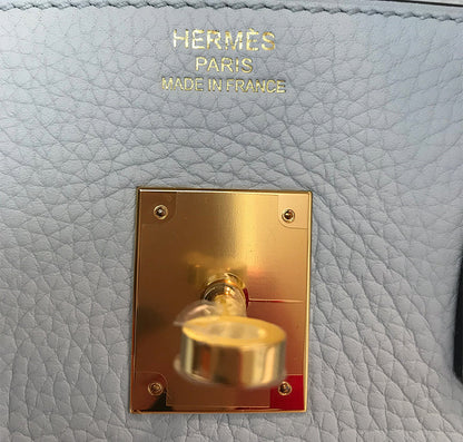 Hermes Birkin 35 Bleu Pale Clemence Leather Gold Hardware