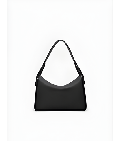 Demi Maxi Shoulder Bag for Women Black Leather Tote with Zip Closure