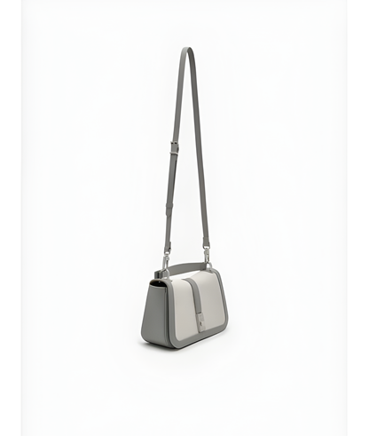 Aurora Leather Handbag for WomenGray Genuine Leather Tote with Zip Closure