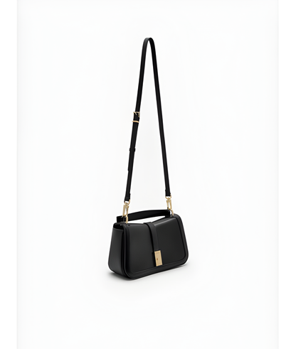 Farida Leather Handbag for Women Black Genuine Leather Tote with Zip Closure (36cm)
