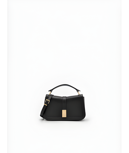 Farida Leather Handbag for Women Black Genuine Leather Tote with Zip Closure (36cm)
