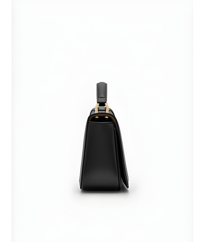 Farida Leather Handbag for Women Black Genuine Leather Tote with Zip Closure (36cm)