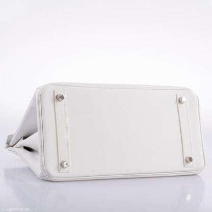 Vintage Hermes Birkin 30 White Epsom Custom Feather Panel
