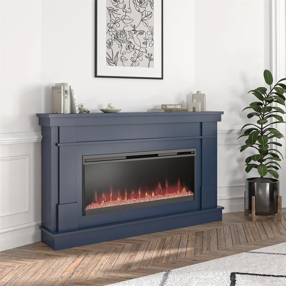 Novogratz Waverly Wide Mantel Electric Fireplaces.
