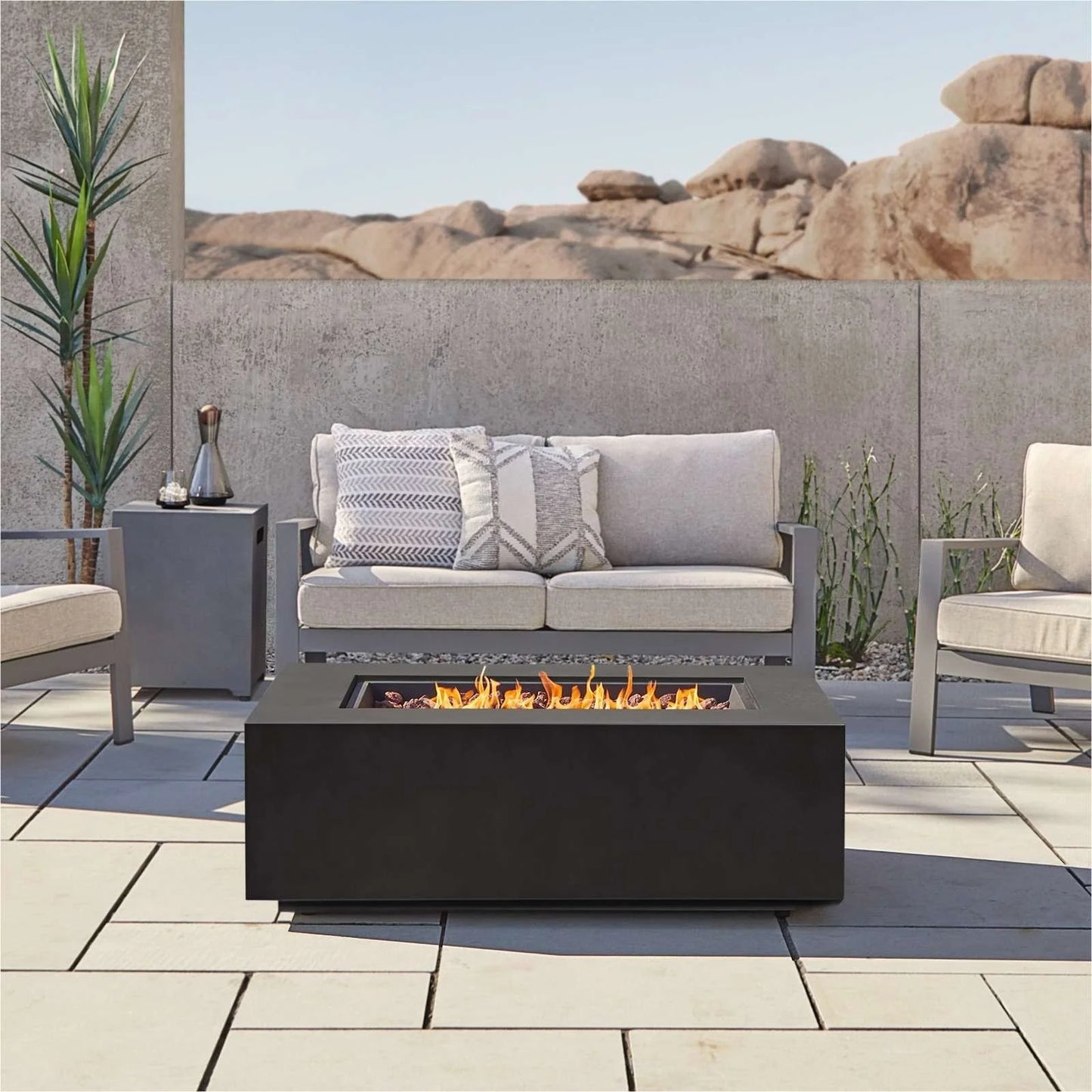 Real Flame Aegean 42″ Rectangle Propane Gas Outdoors Fire Tables