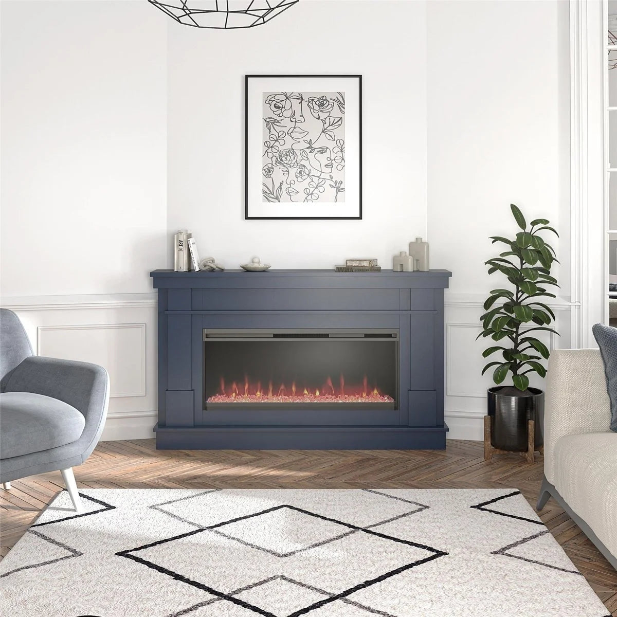 Novogratz Waverly Wide Mantel Electric Fireplaces.