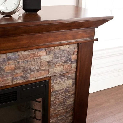 Unbranded Null Ithaca 60 In. W Simulated Stone Electrics Fireplaces