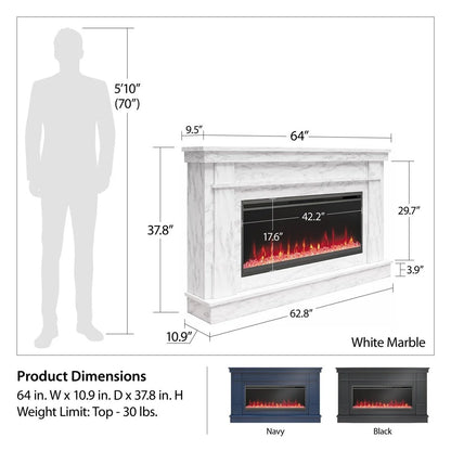 Novogratz Waverly Wide Mantel Electric Fireplaces.