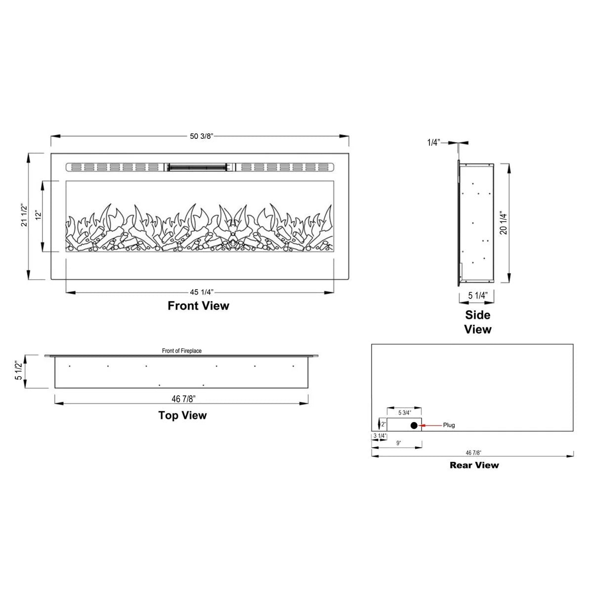 Touchstone Sideline Wall Mount Electrics Fireplaces
