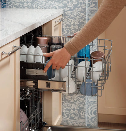 GE 24 in. Top Control Flush-Mount Dishwashers with 45 dBa Sound Level, 3rd-Rack &amp; Dry Boost – Fingerprint Resistant Stainlesss