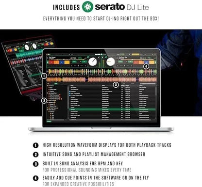 Numark Mixtrack Platinum FX Serato DJ Controllers with Jog Wheel Displays, 4 Decks, Mixers, Effects Paddles and (Audio Interface)