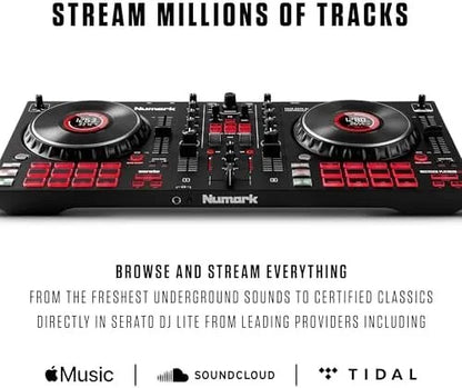 Numark Mixtrack Platinum FX Serato DJ Controllers with Jog Wheel Displays, 4 Decks, Mixers, Effects Paddles and (Audio Interface)