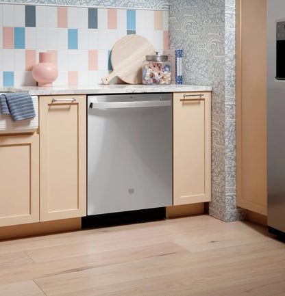 GE 24 in. Top Control Flush-Mount Dishwashers with 45 dBa Sound Level, 3rd-Rack &amp; Dry Boost – Fingerprint Resistant Stainlesss