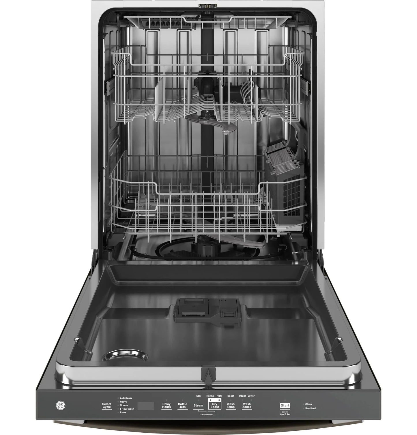 GE 24 in. Top Control Flush-Mount Dishwashers with 45 dBa Sound Level, 3rd-Rack &amp; Dry Boost – Fingerprint Resistant Stainlesss