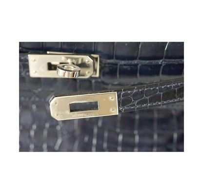 Hermes Kelly JPG Pochette Bleu Abyss Crocodile Palladium Hardware