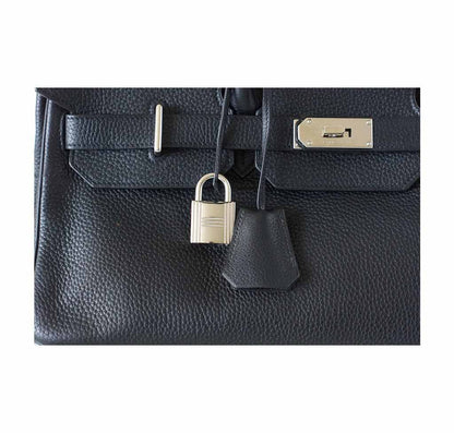 Hermes Birkin JPG Shoulder Bag Black Clemence Leather Palladium Hardware