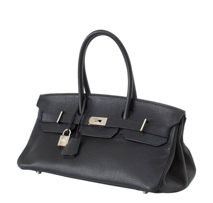 Hermes Birkin JPG Shoulder Bag Black Clemence Leather Palladium Hardware