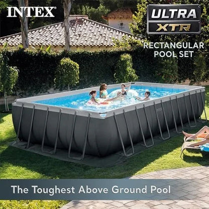 INTEX 26363EH Ultra XTR Deluxe Rectangular Above Ground Swimming Pool Set: 24ft x 12ft x 52in – Includes 2100 GPH Sand Filter Pump – Easy Assemblys