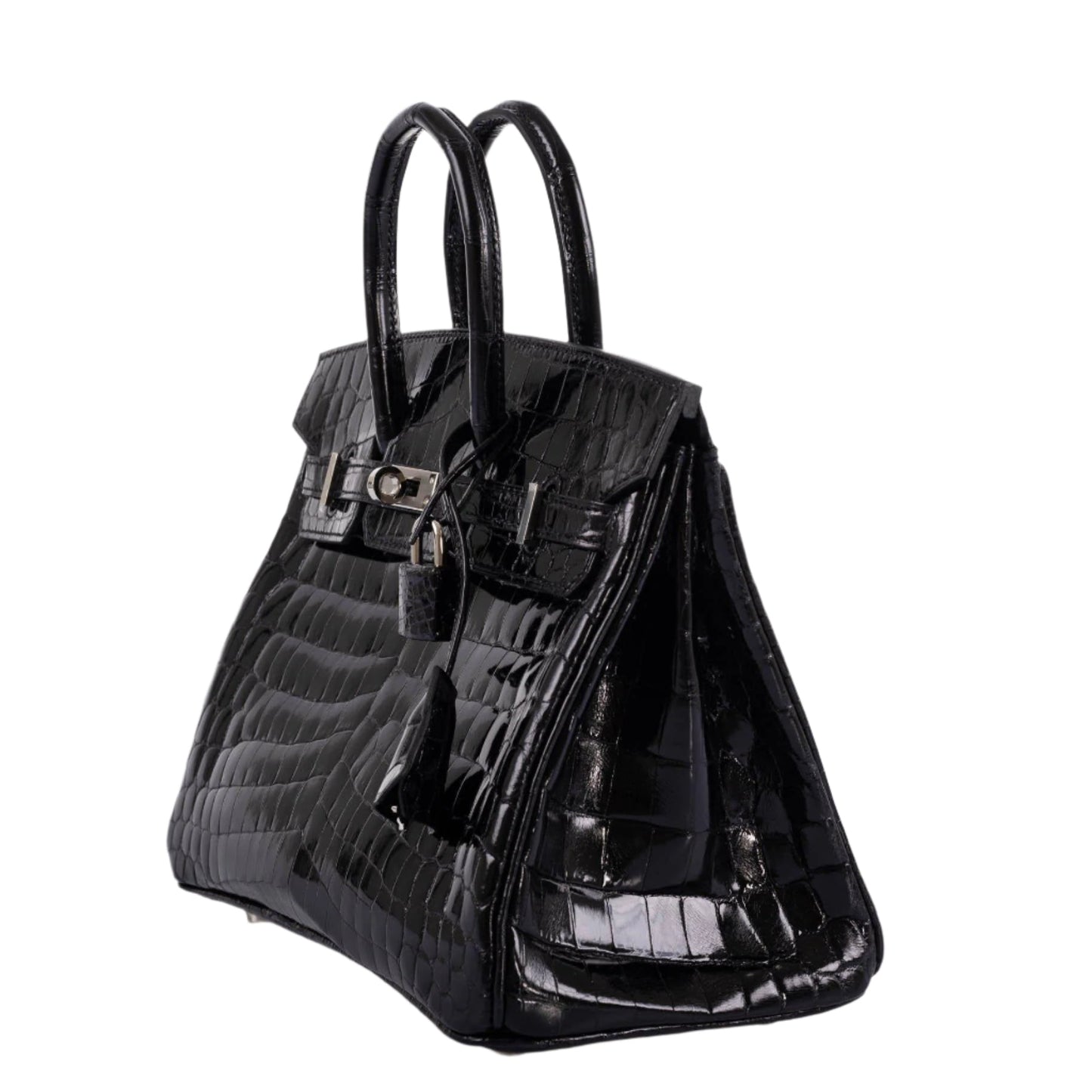 Hermes Birkin 25 Shiny Black Niloticus Crocodile with Palladium Hardware - 2019, D