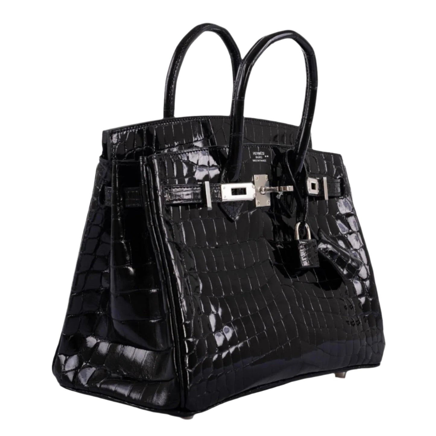 Hermes Birkin 25 Shiny Black Niloticus Crocodile with Palladium Hardware - 2019, D
