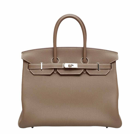 Hermes Birkin 35 Etoupe Togo Leather Palladium Hardware