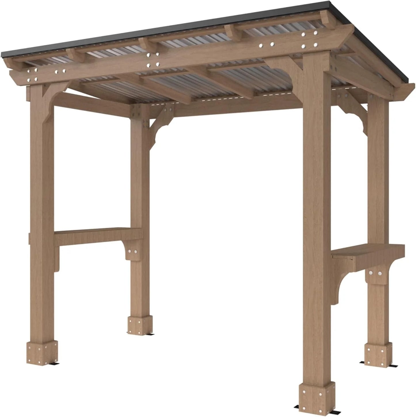 Veikous D Wooden Grills Gazebo Outdoor with Steel Roof