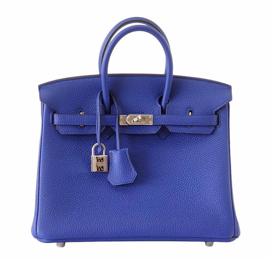 Hermes Birkin 25 Bleu Electric Togo Leather Palladium Hardware