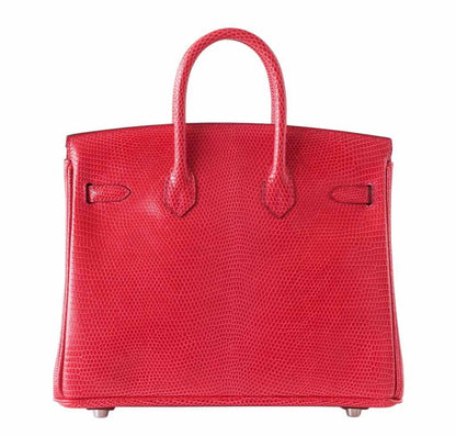 Hermes Birkin 25 Rouge Exotic Lizard Palladium Hardware