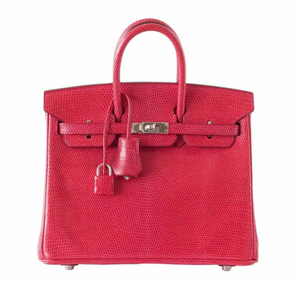 Hermes Birkin 25 Rouge Exotic Lizard Palladium Hardware