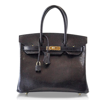 Hermès Birkin 30 Bag Noir Lizard GHW