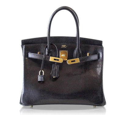 Hermès Birkin 30 Bag Noir Lizard GHW