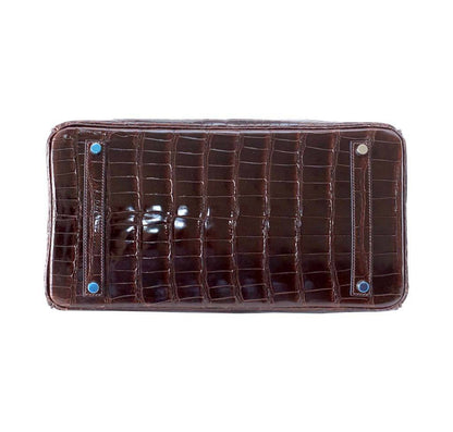 Hermes Birkin 35 Chocolate Porosus Crocodile Palladium Hardware