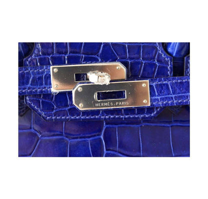 Hermes Birkin 35 Bleu Electrique Porosus Crocodile Palladium Hardware