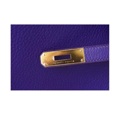 Hermes Birkin 35 Iris Rose de Bois Special Order Horseshoe Clemence Leather Gold Hardware