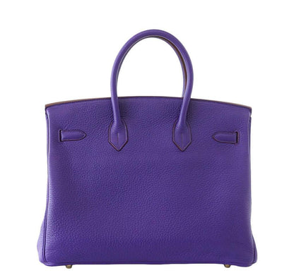Hermes Birkin 35 Iris Rose de Bois Special Order Horseshoe Clemence Leather Gold Hardware