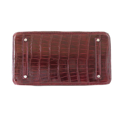 Hermes Birkin 35 Bordeaux Porosus Crocodile Palladium Hardware