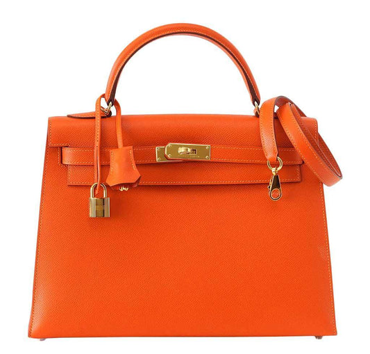 Hermes Kelly Sellier 32 Feu Epsom Leather Gold Hardware