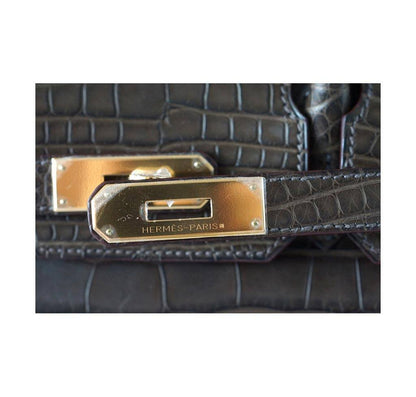 Hermes Birkin 30 Gris Elephant Matte Alligator Gold Hardware
