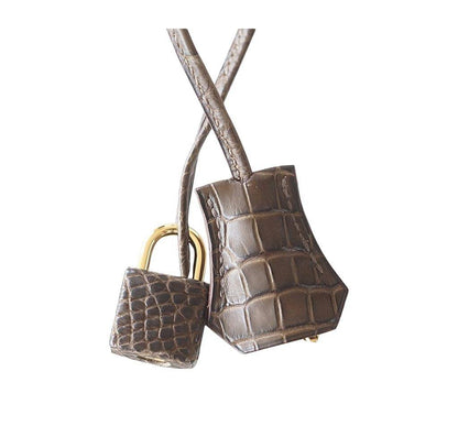Hermes Birkin 30 Gris Elephant Matte Alligator Gold Hardware