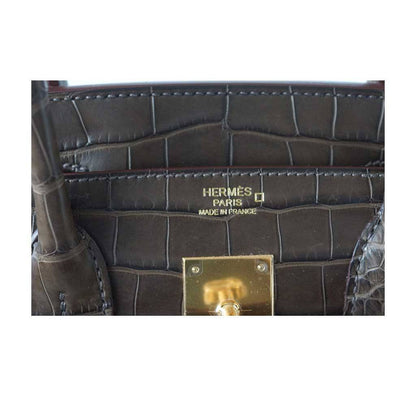 Hermes Birkin 30 Gris Elephant Matte Alligator Gold Hardware