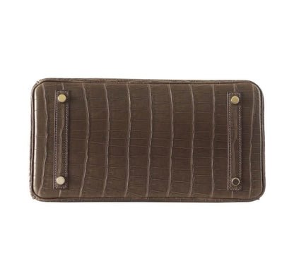 Hermes Birkin 30 Gris Elephant Matte Alligator Gold Hardware