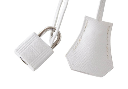 Hermes Kelly Sellier 25 HSS White Bamboo Epsom Leather Palladium Hardware