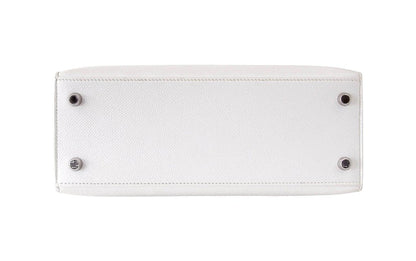 Hermes Kelly Sellier 25 HSS White Bamboo Epsom Leather Palladium Hardware