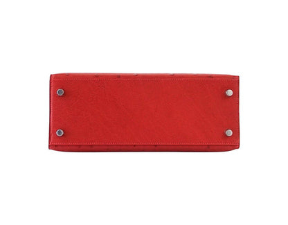 Hermes Kelly Sellier 25 Rouge Vif Ostrich Palladium Hardware