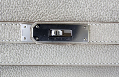 Hermes Kelly 32 Au Gallop Craie Togo Barenia Sombrero Leather Palladium Hardware